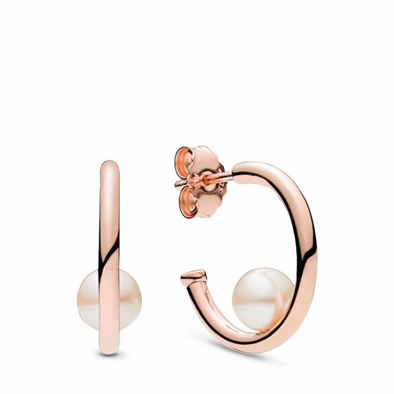 Pandora Australia Rose™ Contemporary Pearls Hoop Earrings | XCIOLH402